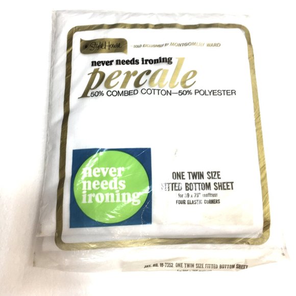 VTG Montgomery Ward Percale Twin Fitted Sheet Bottom Sheet NOS - Picture 8 of 8